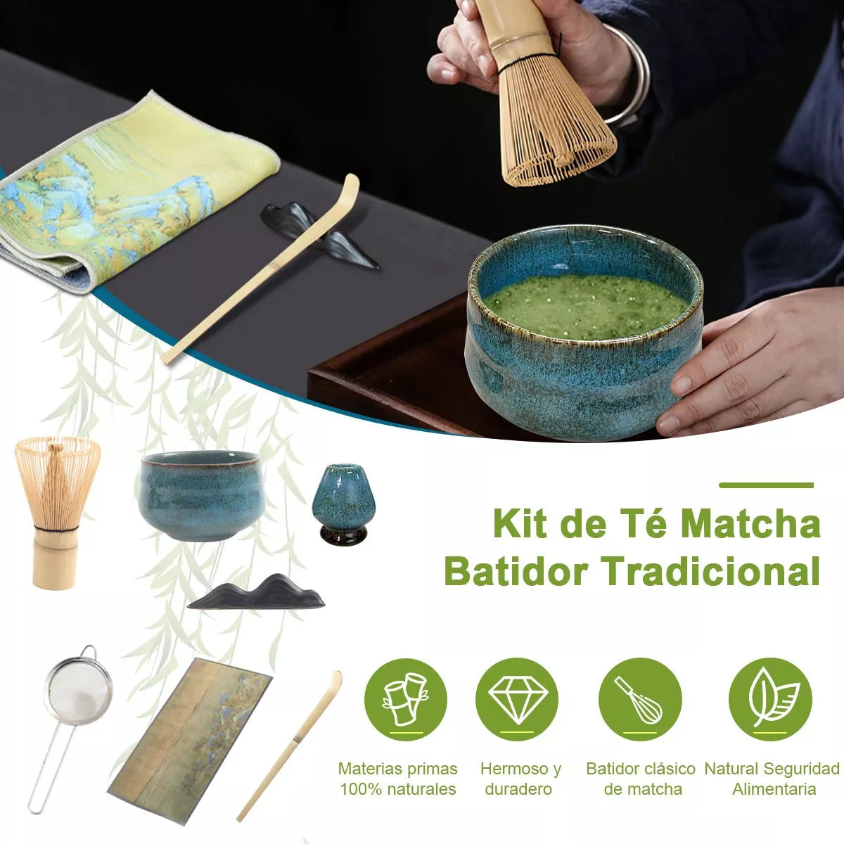 Set Completo de Té Matcha Japonés con Batidor y Tazón – Experiencia Ceremonial Auténtica - Metacompras