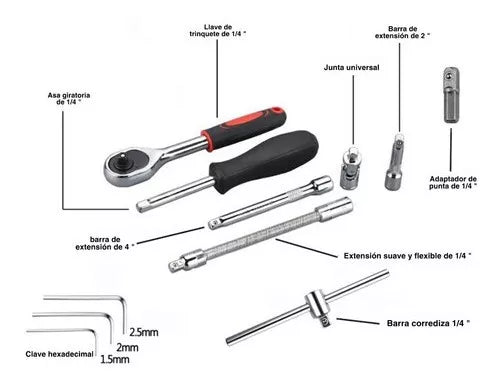 Autocle Juego De Herramientas Mecanica Dados Acerokit46 Pzas - Metacompras