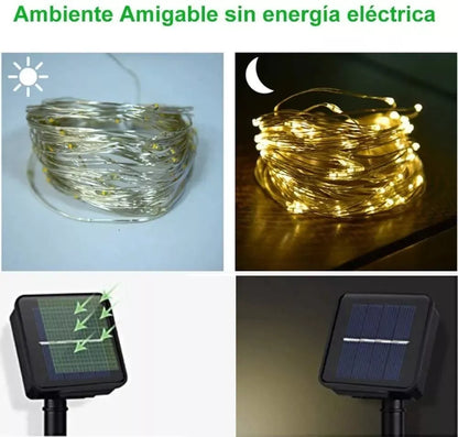 Led Solar Cadena Luces Navidad Decoración Exterior 20m 200led - Metacompras