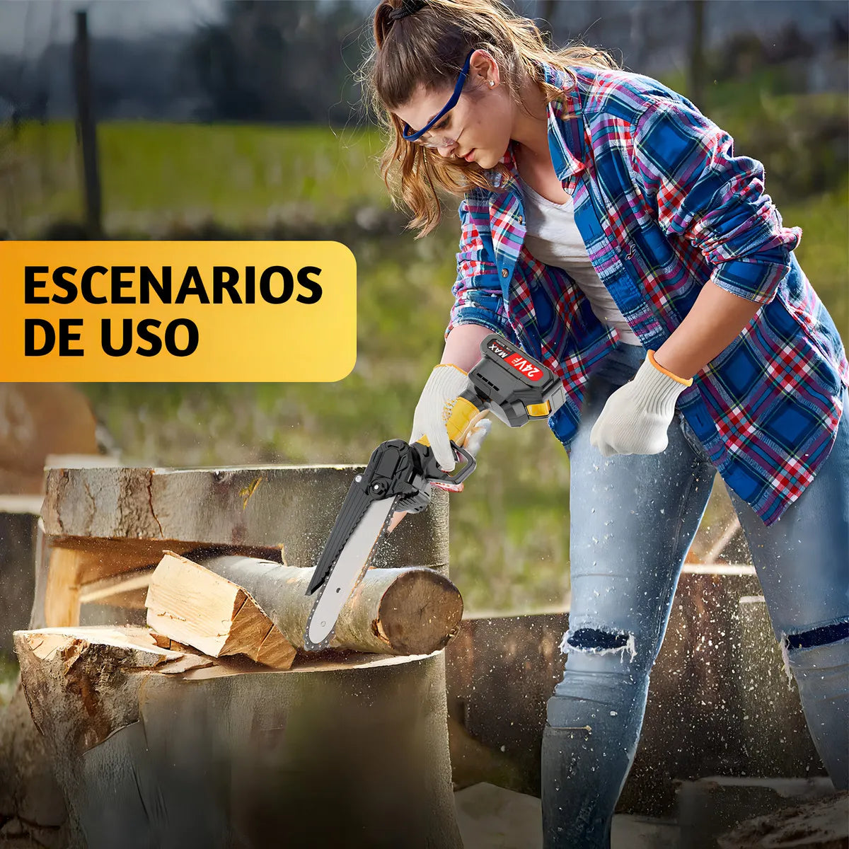 Mini Motosierra Eléctrica 2 baterías 2 espadas 6/8 " - Metacompras