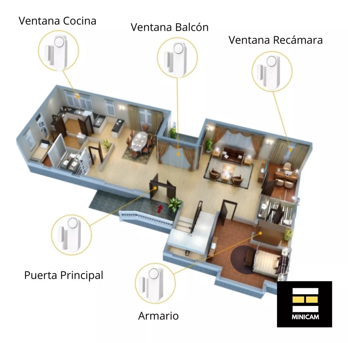 Sensor Puerta-ventana Wifi Con Alarma Sonora Inalámbrico - Metacompras