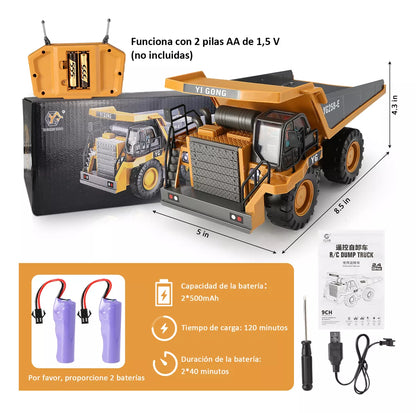 Excavadora Control Remoto 9 Canales - Diversión Realista y Potente para Niños