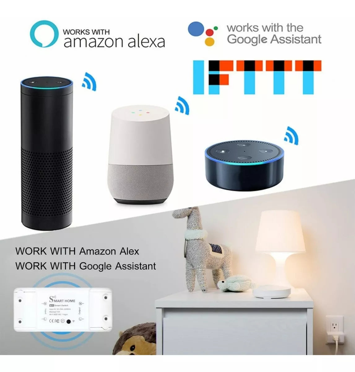 Interruptor Inteligente Wifi Smart Pared Alexa Google Home. SEISA