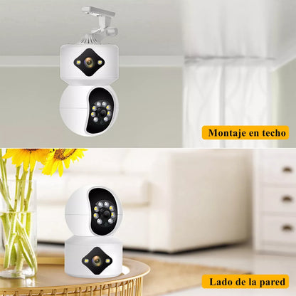 Cámara De Seguridad Doble Lente 4mp Hd Wifi 360º Con Alarma - Metacompras
