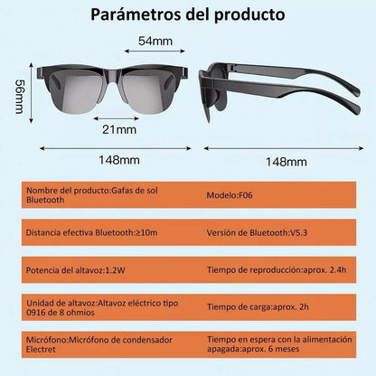 Lentes De Sol Gafa Bluetooth Con Micrófono Audio Inalámbrico - Metacompras