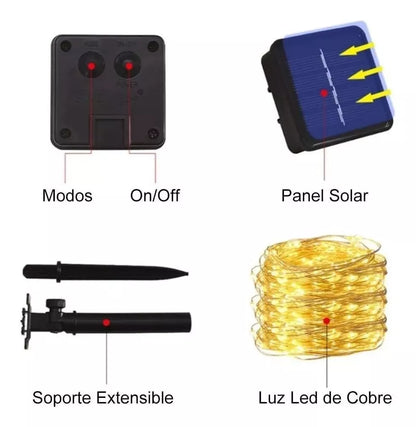 Led Solar Cadena Luces Navidad Decoración Exterior 20m 200led - Metacompras