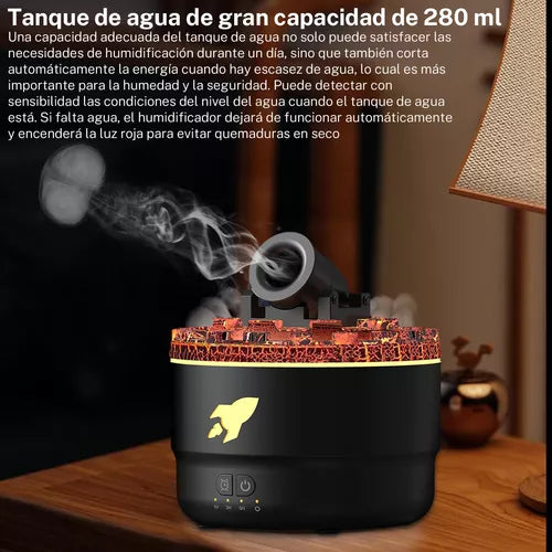 Humidificador Torreta con Efecto Volcánico y Luz LED de Aromaterapia - Metacompras