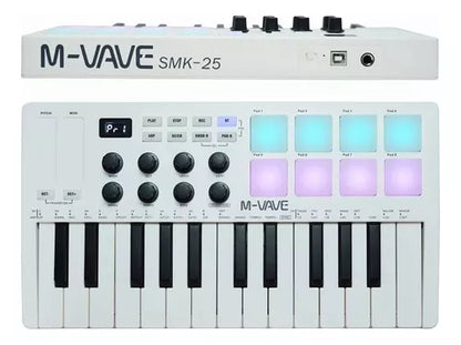 Teclado MIDI Inalámbrico Portátil Smk-25 – 25 Teclas Sensibles + 16 Horas de Batería