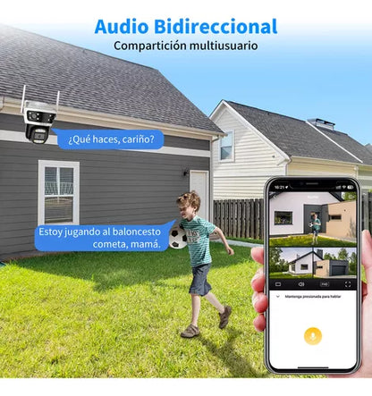 Cámara de Seguridad 360° con Triple Lente y Detección AI - Vigilancia Avanzada