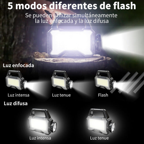 Lámpara Camping Solar Recargable de Alta Potencia con Batería para Emergencias - Metacompras