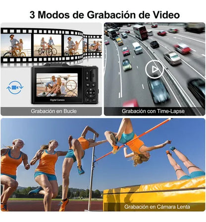 Cámara Digital Ourlife Full HD 4K con Pantalla LCD Giratoria 180° Negra
