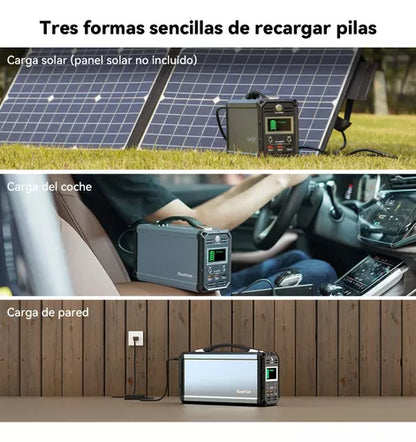 Banco de Energía Flashfish G300 300W – Generador Solar Portátil para Camping y Emergencias