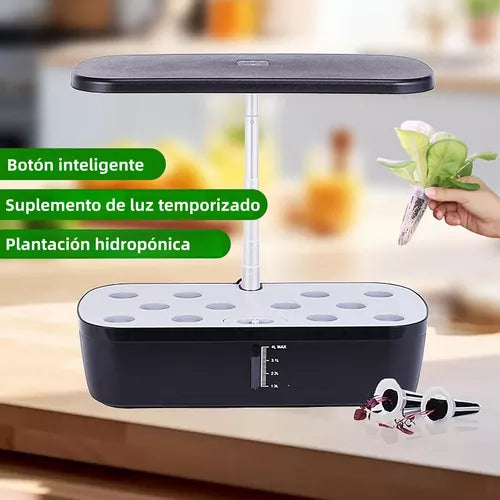 Sistema de Jardinería Hidropónica Interior con Luz LED y Bomba Silenciosa - Cultiva Hasta 12 Plantas. - Metacompras