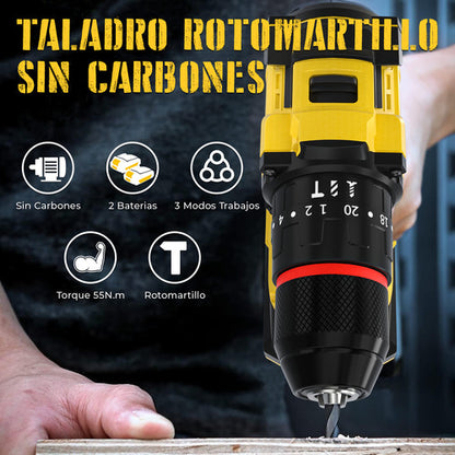 Taladro Percutor Inalámbrico Sidsys 2 Baterías - Larga Duración y Versatilidad