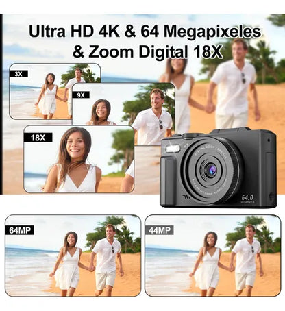 Cámara Digital Ourlife Full HD 4K con Pantalla LCD Giratoria 180° Negra