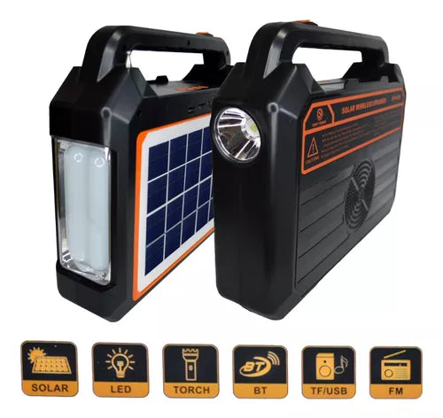 Bluetooth Solar Radio Speaker with Rechargeable LED Light - Ideal for Outdoor Use