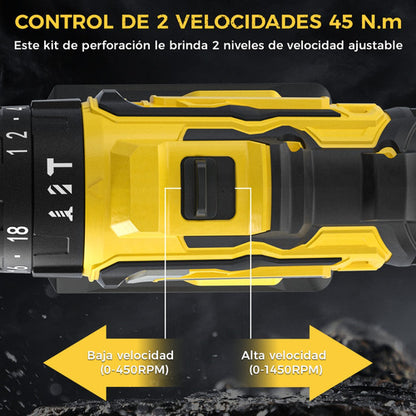 Taladro Eléctrico Inalámbrico Sidsys 21V con 2 Baterías y Carga Rápida