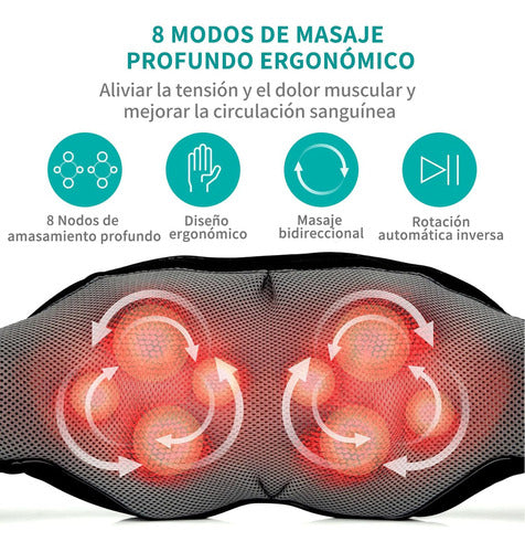 Masajeador Nekteck Shiatsu con Calor para Alivio de Cuello y Espalda - Metacompras