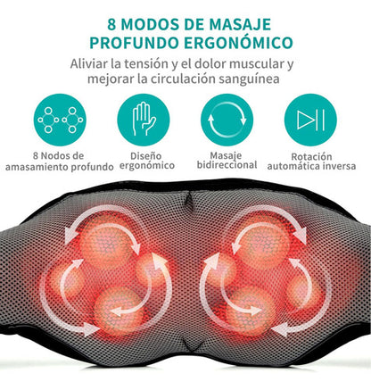 Masajeador Nekteck Shiatsu con Calor para Alivio de Cuello y Espalda