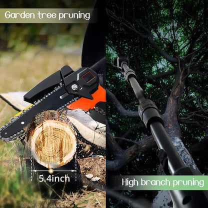 Motosierra Eléctrica Inalámbrica 2 en 1 con Pértiga y 2 Baterías - Kit Completo