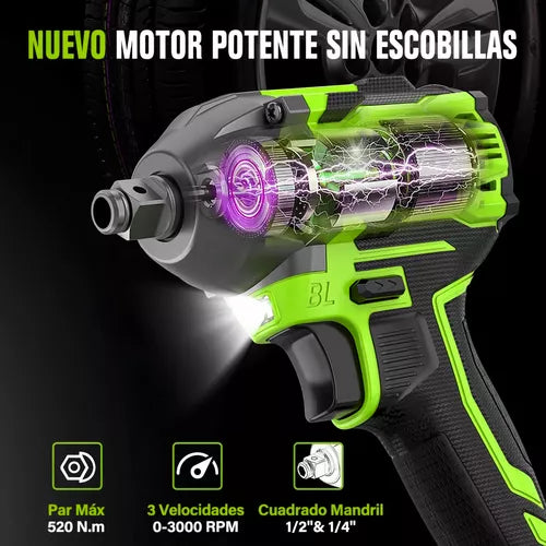 Kit Completo de Herramientas Eléctricas 46pcs: Llaves de Impacto y Taladro Inalámbrico