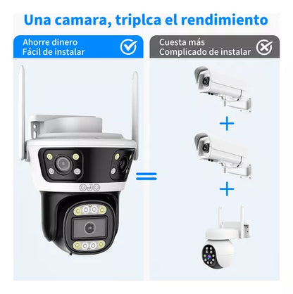 Cámara de Seguridad 360° con Triple Lente y Detección AI - Vigilancia Avanzada