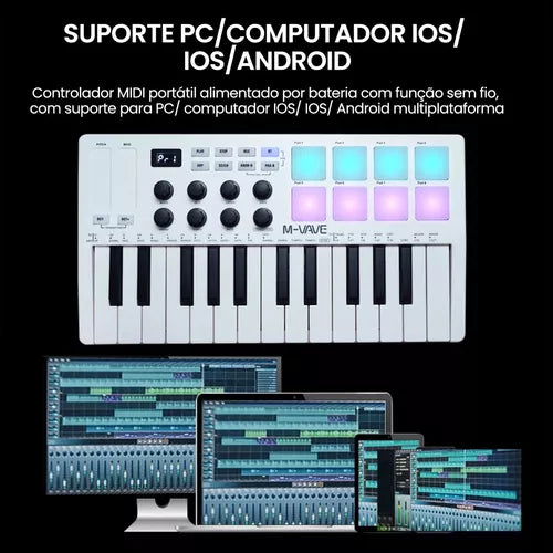Teclado MIDI Inalámbrico Portátil Smk-25 – 25 Teclas Sensibles + 16 Horas de Batería - Metacompras
