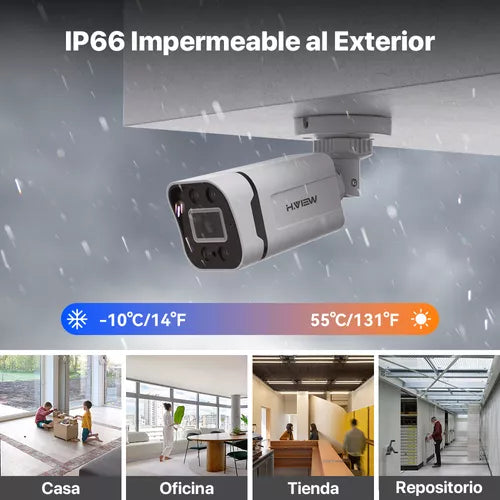 Kit de Videovigilancia H.view HV-84AHD5001: 4 Cámaras 5MP, DVR 1TB, Acceso Remoto, Resistente al Agua