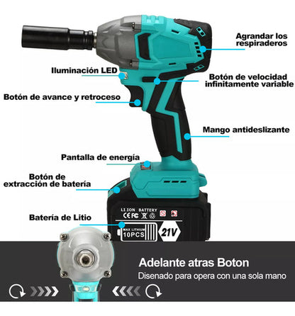 Kit de Herramientas Eléctricas Sin Escobillas: Taladro, Llave de Impacto y Amoladora Angular 20V 4000mAh. Ideal para Proyectos de Renovación.