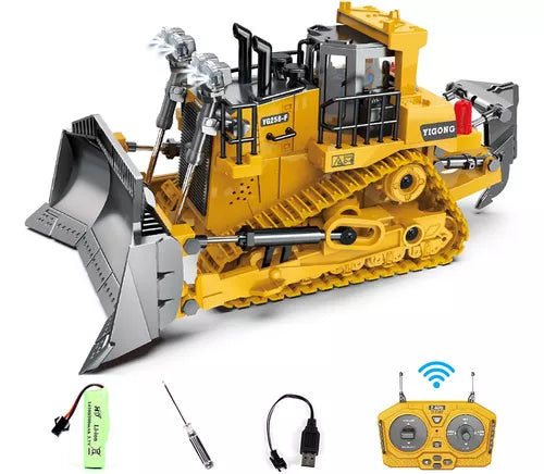 Bulldozer RC de Control Remoto 9 Canales para Construcción Realista