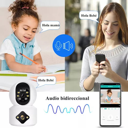 Cámara De Seguridad Doble Lente 4mp Hd Wifi 360º Con Alarma - Metacompras