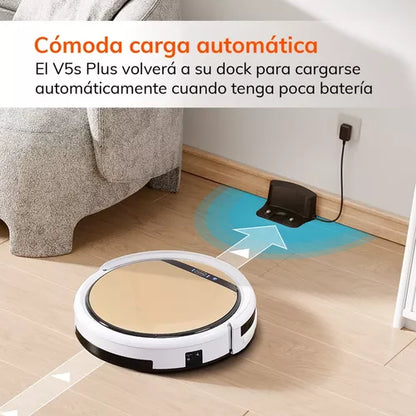 Aspiradora Trapeadora Robot ILIFE V5s Plus Dorada - Control Remoto y por Voz, Eficaz en Todos los Pisos
