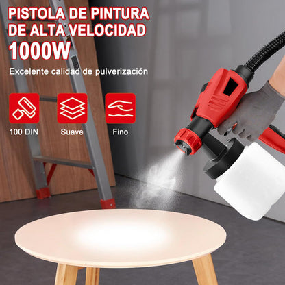 Pistola de Pintura 1300ml de Alta Potencia - 3 Patrones de Rociado y Control de Flujo