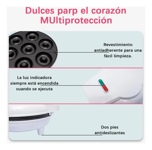 Máquina de Donas 1200W para Desayuno en Casa - Fácil y Rápida de Usar