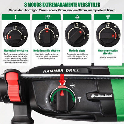 Rotomartillo Perforador SDS-Plus 1050W con Múltiples Modos y Alto Rendimiento