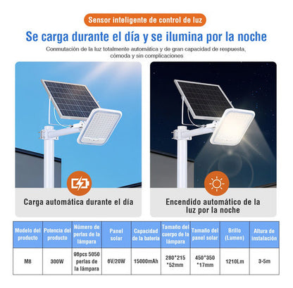 Lámpara LED Solar 300W para Alumbrado Público - Resistente al Agua y Control Remoto