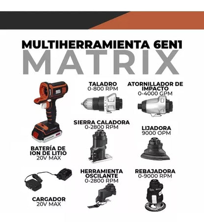 Kit Atornillador Taladro 20v Matrix 6acc Black & Decker - Metacompras