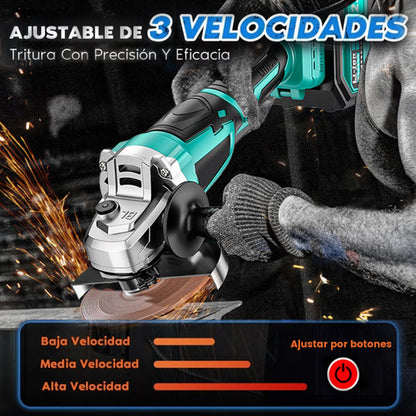 Esmeriladora Angular Inalámbrica 1100W con 2 Baterías y Accesorios Incluidos - Metacompras