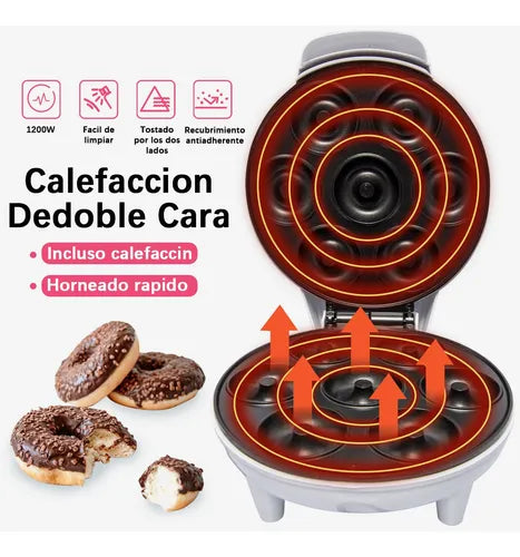 Máquina de Donas 1200W para Desayuno en Casa - Fácil y Rápida de Usar