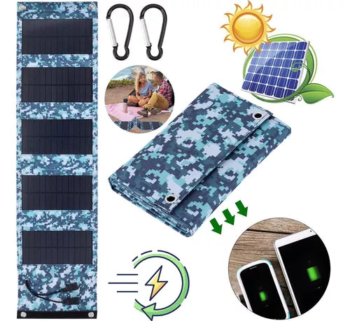 Panel Solar Plegable 10W - Carga Rápida con 2 Puertos USB para Móviles