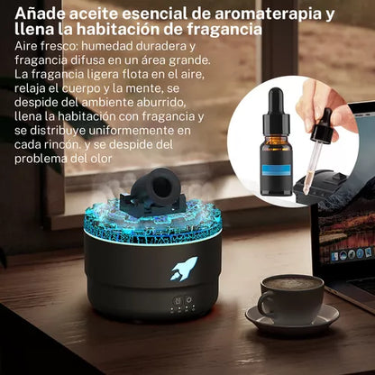 Humidificador Torreta con Efecto Volcánico y Luz LED de Aromaterapia