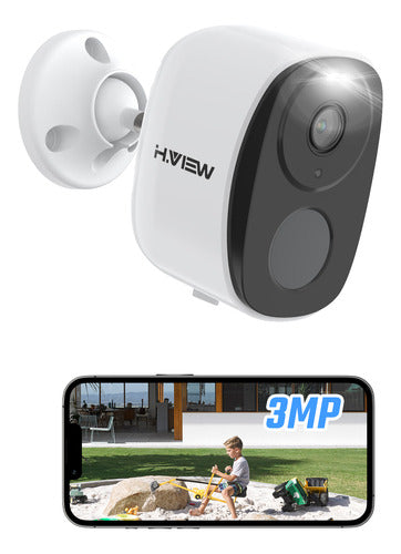 Cámara de Seguridad WiFi HD Exterior 3MP Inalámbrica con Batería Recargable y Visión Nocturna
