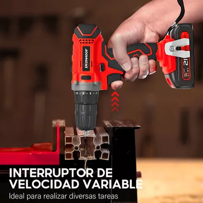 Taladro Atornillador Inalámbrico 21V con Caja de Herramientas y Luz LED