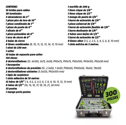 Juego de Herramientas Mecánicas 300 Piezas - Set Completo en Maletín con Ruedas Kroner