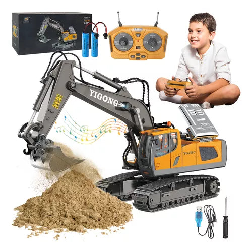 Excavadora RC 1:20 de Aleación con 11 Funciones y Baterías Recargables - Metacompras