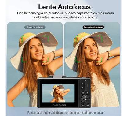 Cámara Digital Ourlife Full HD 4K con Pantalla LCD Giratoria 180° Negra
