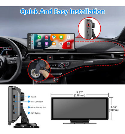 Pantalla Portátil Zucooler Wagen con Wireless CarPlay/Android Auto y DVR HD