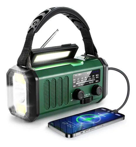 Radio Solar de Emergencia con Cargador de Teléfono 10000 mAh