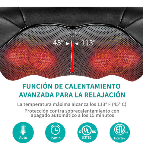 Masajeador Nekteck Shiatsu con Calor para Alivio de Cuello y Espalda - Metacompras