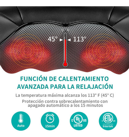Masajeador Nekteck Shiatsu con Calor para Alivio de Cuello y Espalda
